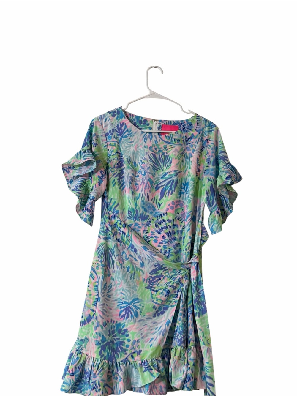 Lilly Pulitzer Darlah Dress Shell of a Party Print Size 6 Ruffle Wrap Mini Multi - Picture 6 of 8